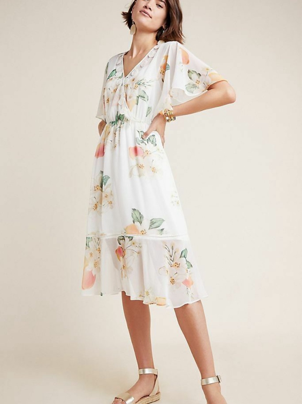 Farm Rio Eloisa Floral White Midi Dress
